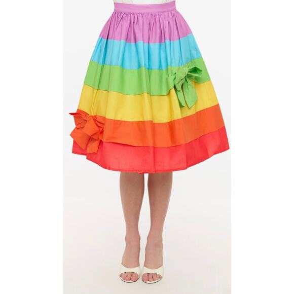 Unique Vintage 1950’s Rainbow Stripe Gellar Swing Skirt S NWOT - Picture 2 of 4